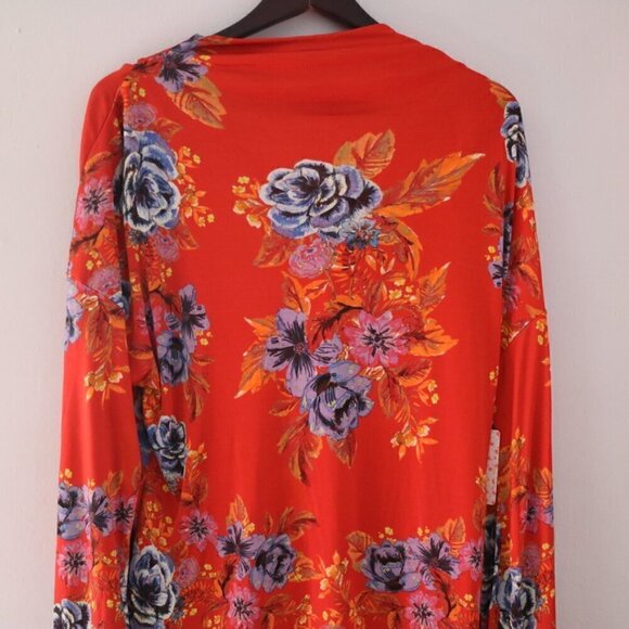 NEW Free People 2AM Long Sleeve Mini Dress Size Small Red Orange Floral Print - Picture 3 of 5